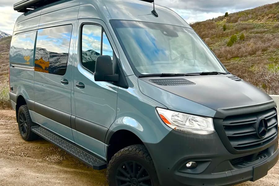 Storyteller Overland Stealth Mode 4x4 from VanGo Adventures Class B RV rental in Salt Lake City Utah, exterior