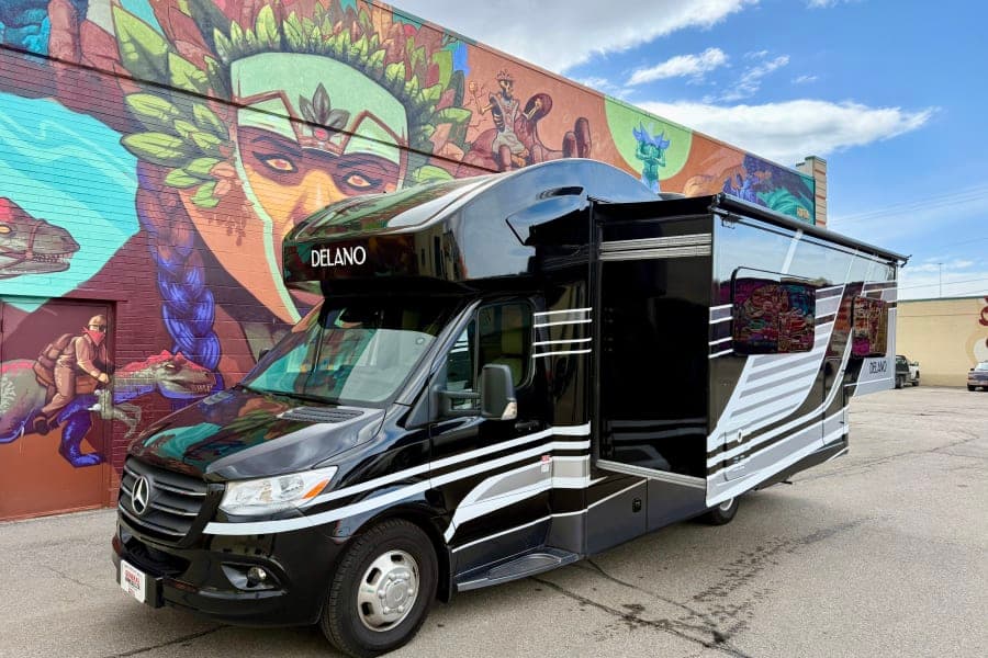 2023 Top of the Line Luxury Mercedes Delano 24' w full wall slide Class C RV rental in Salt Lake City Utah, exterior